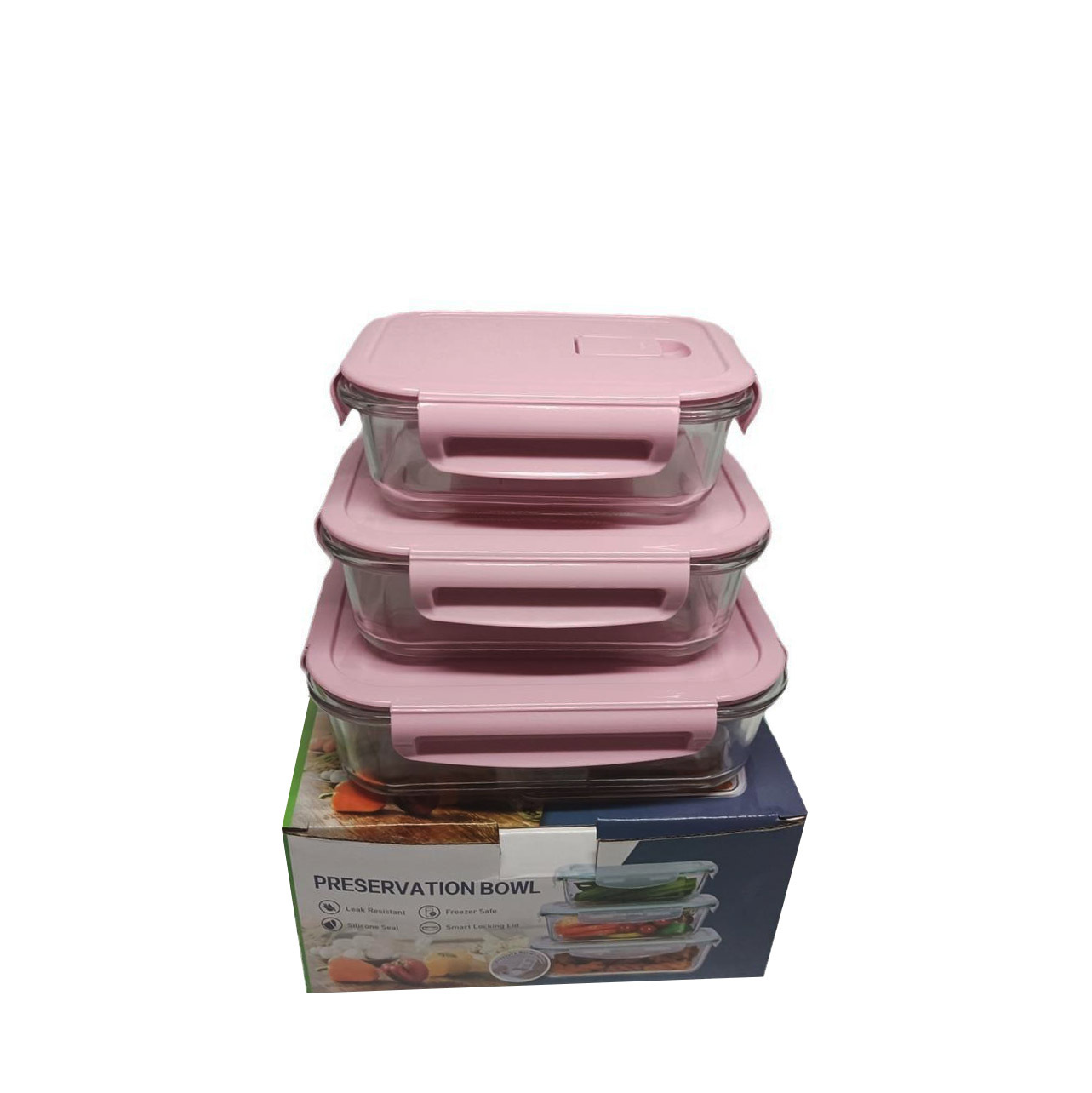 Rectangular Glass Crisper Square Low Borosilicate Lunch Box Round Lunch Box With Stomata 3-Piece Set Rs-201882 Application Scenario