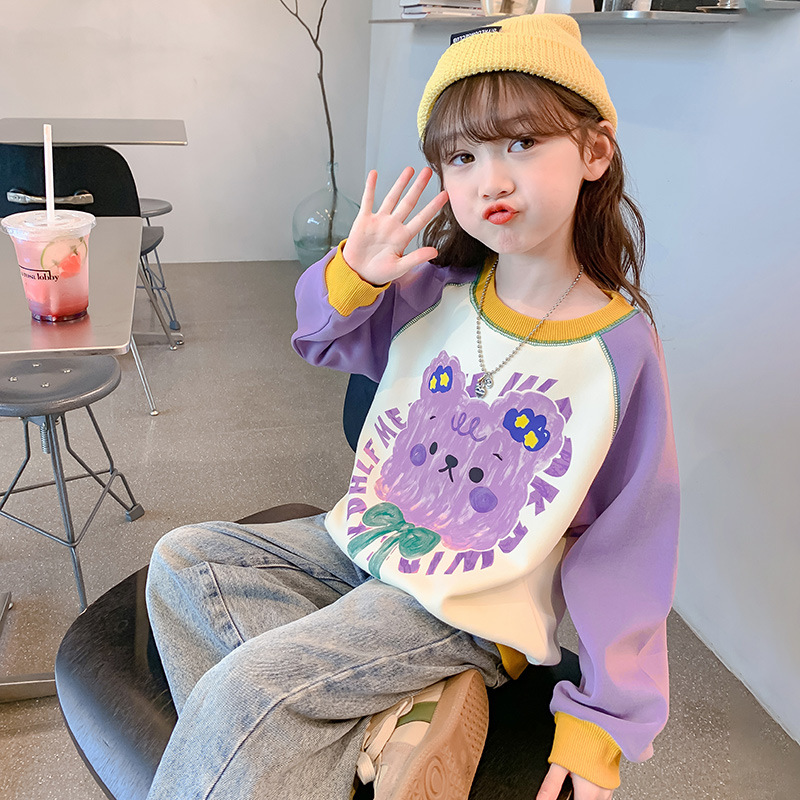 Girls' hoodie Spring and Autumn 2024 New style Stylish children's autumn wear long-sleeved little girls' autumn children's wear loose top Specification image