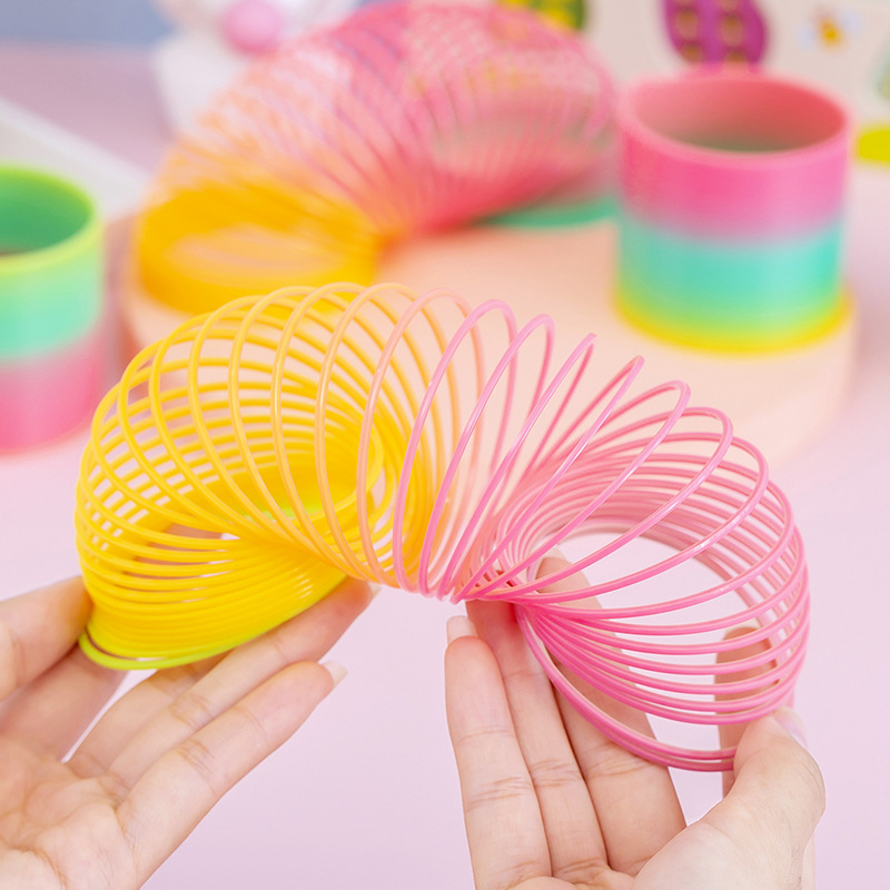 Cartoon Box Rainbow Ring Spring Ring Magic Stack Ring Stall Night Market Supply Kindergarten Male Small Gift Wholesale details Picture