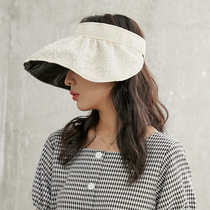 Hat female empty top black sunscreen hat female anti-UV sun visor Cycling empty top sun hat female summer shell