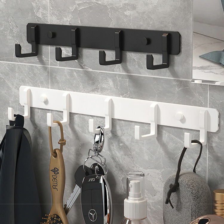 Non-drilling space aluminum coat hook, bathroom, coat hook, rear door hook, clothes hanger, kitchen strong adhesive hook details Picture