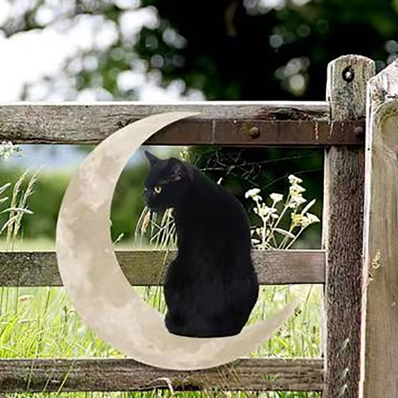 现货Moon Black Cat金属月亮猫摘星猫剪影墙饰室内装饰工艺品批发详情图2