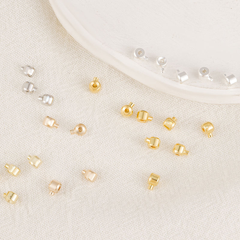 镀真金按扣14k包金保色高压锅定位扣夹鱼线收尾扣diy手链项链配件