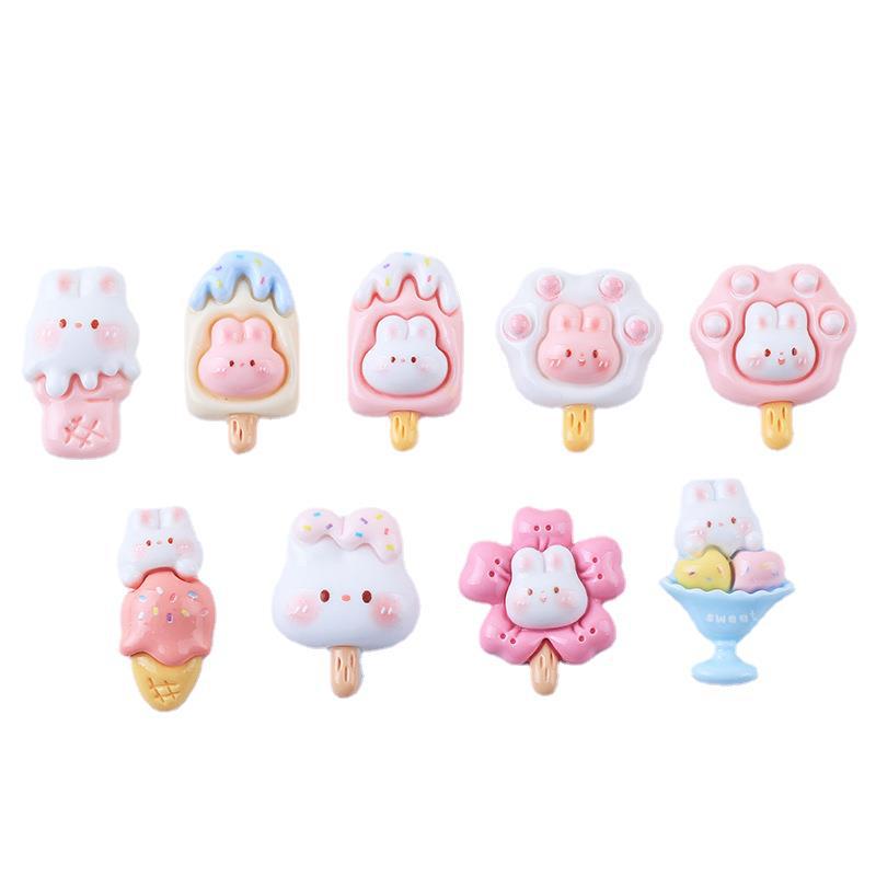 Bright Face Ice Cream Rabbit Cute Diy Cream Glue Mobile Phone Shell Hairpin Headstring Accessories Wholesale Resin Accessories Item Picture