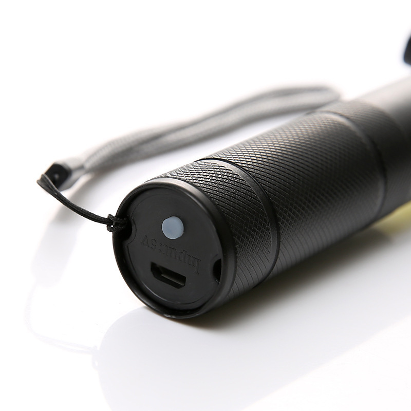 新款多功能USB充电T628手电筒户外带安全锤cob侧灯强光照明手电筒详情图2