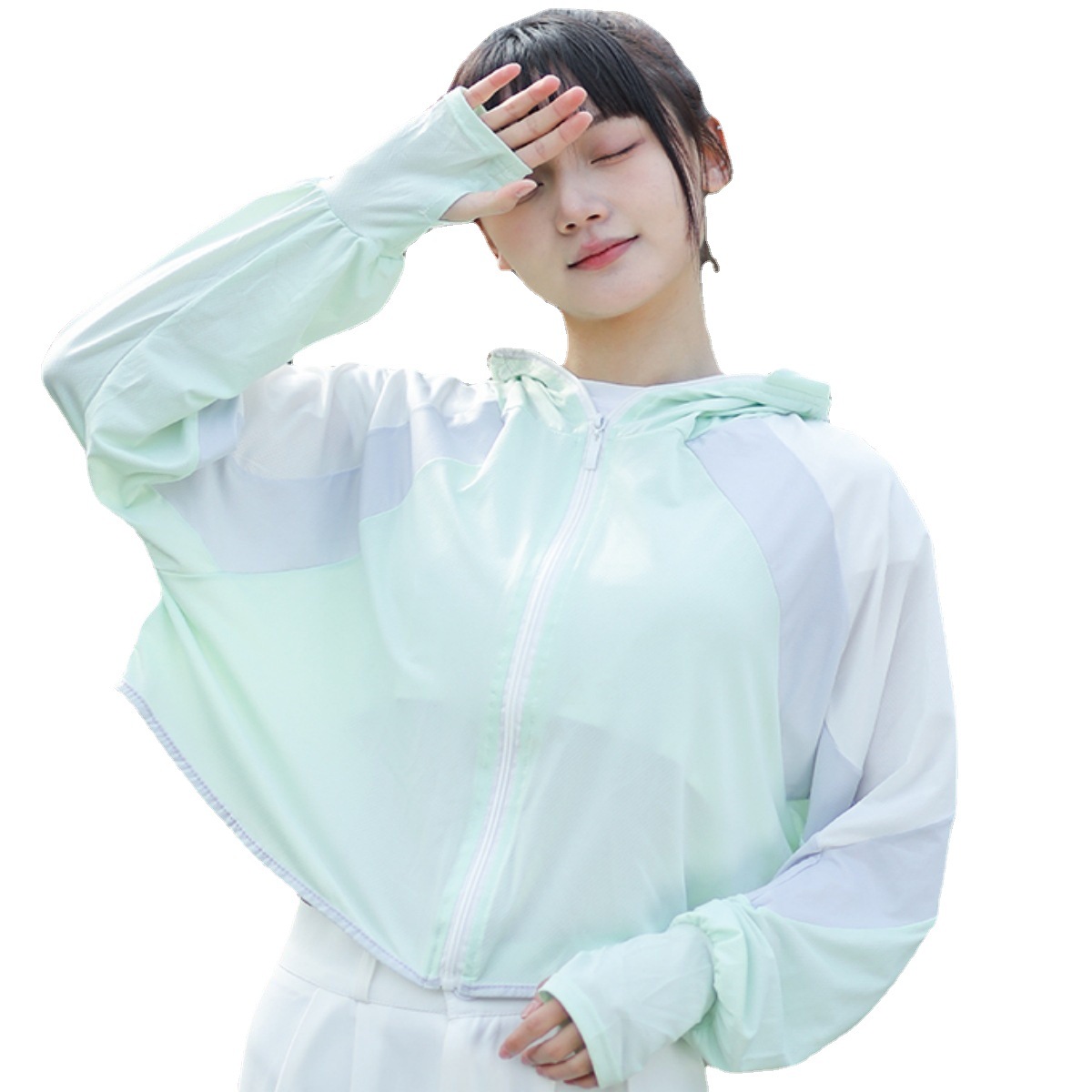 Ice Silk Ono Slim Body And Child Sun Protection Clothing Fashion Breathable Match Color Rabbit Sun-Protective Clothing Under The Same Vinyl Hat Banana Item Picture