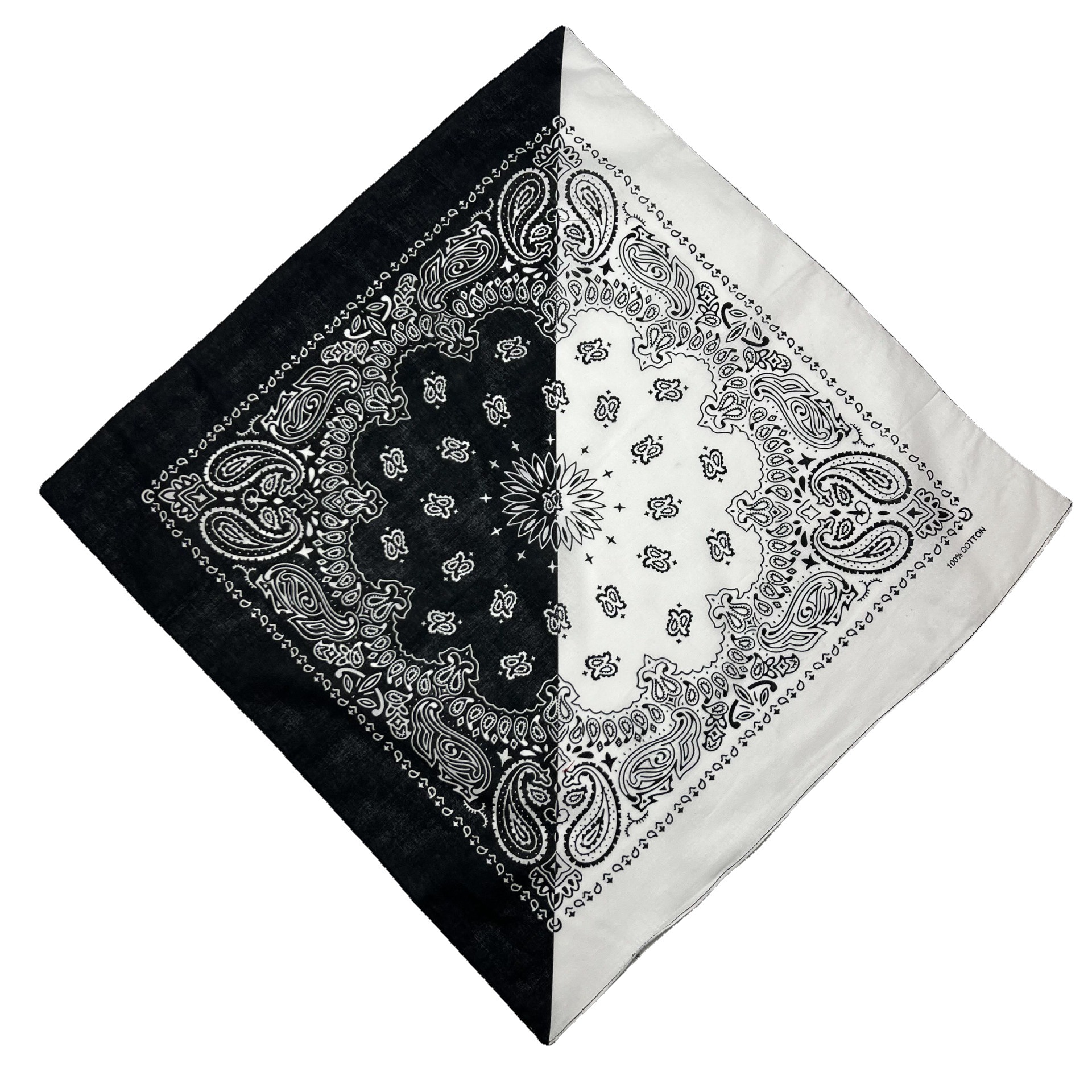 Wholesale pure cotton square scarf hip hop hip-hop street dance Sunflower bandana half cashew nut two-color patchwork headscarf Item Picture