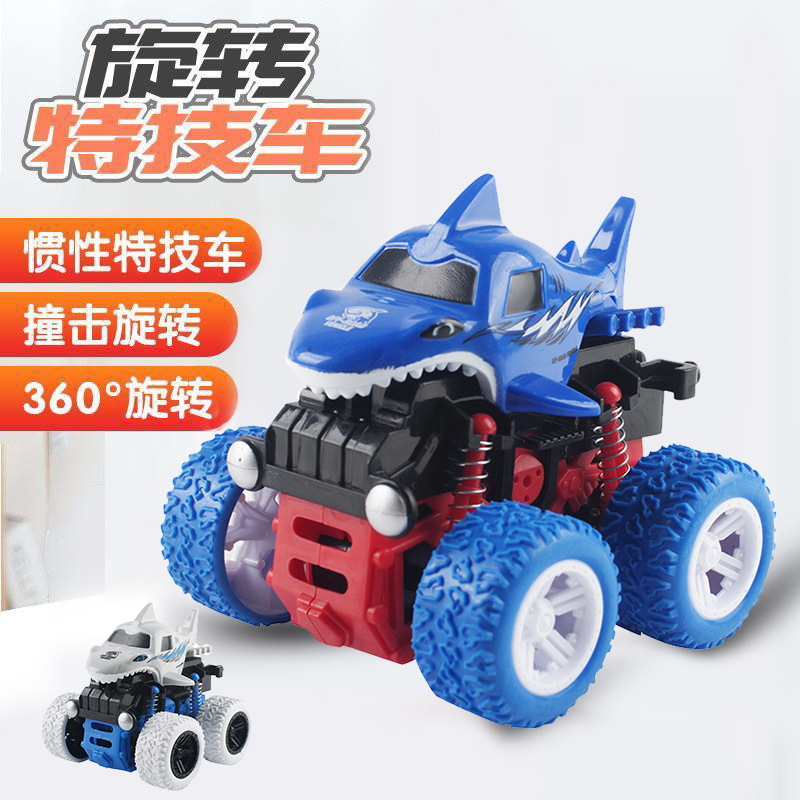 Cross-border rolling stunt toy cars, inertial off-road vehicles, shark animal cars, four-wheel drive cars, street stall wholesale