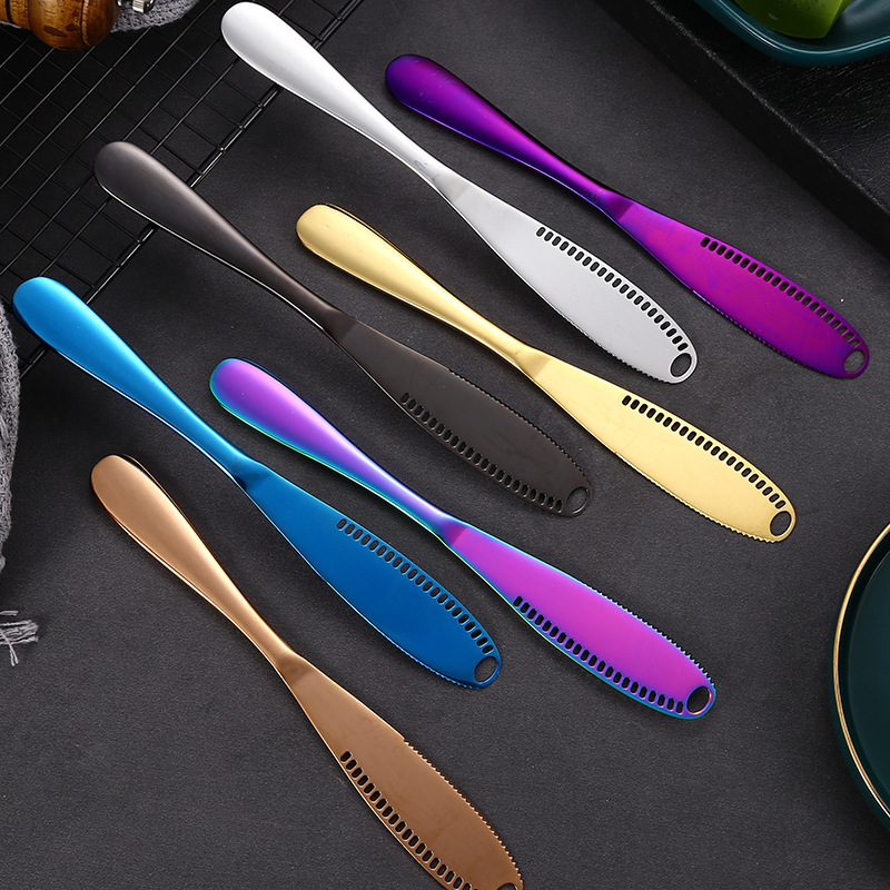 不锈钢黄油刀芝士刀带孔牛油奶酪刀面包果酱刀奶油刀烘焙刮刀