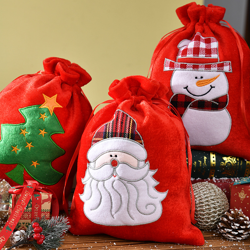 Christmas Gift Bag Wholesale Drawstring Gift Apple Bag Christmas Eve Wrapping Fabric Bag Christmas Children's Candy Bag Specification drawing