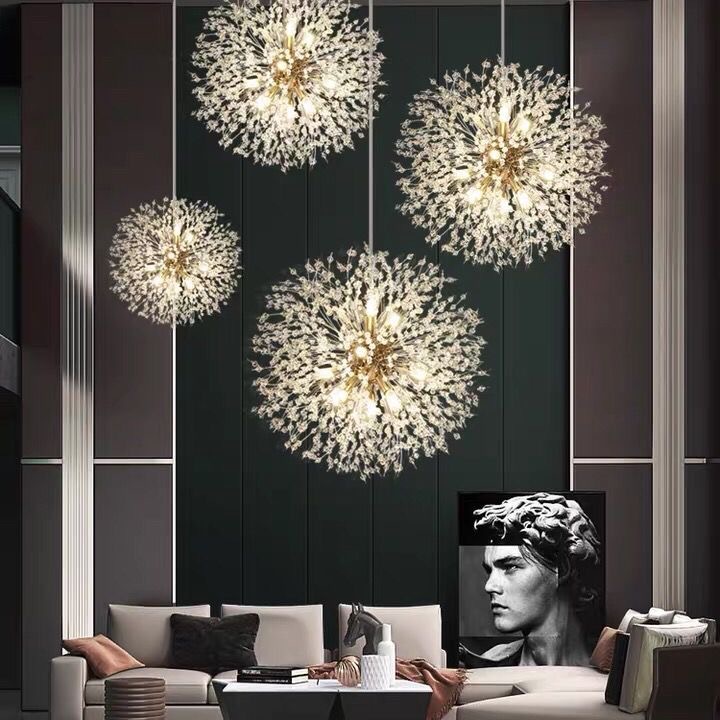 Light Luxury Living Room Chandelier Bedroom Light Crystal Light Modern Simple Nordic Firefly Net Red Restaurant Light Dandelion Specification drawing