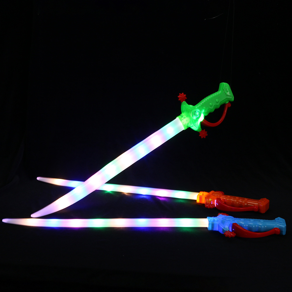 激光剑西洋海盗刀地摊玩具批发 发光刀剑七彩剑玩具带护手