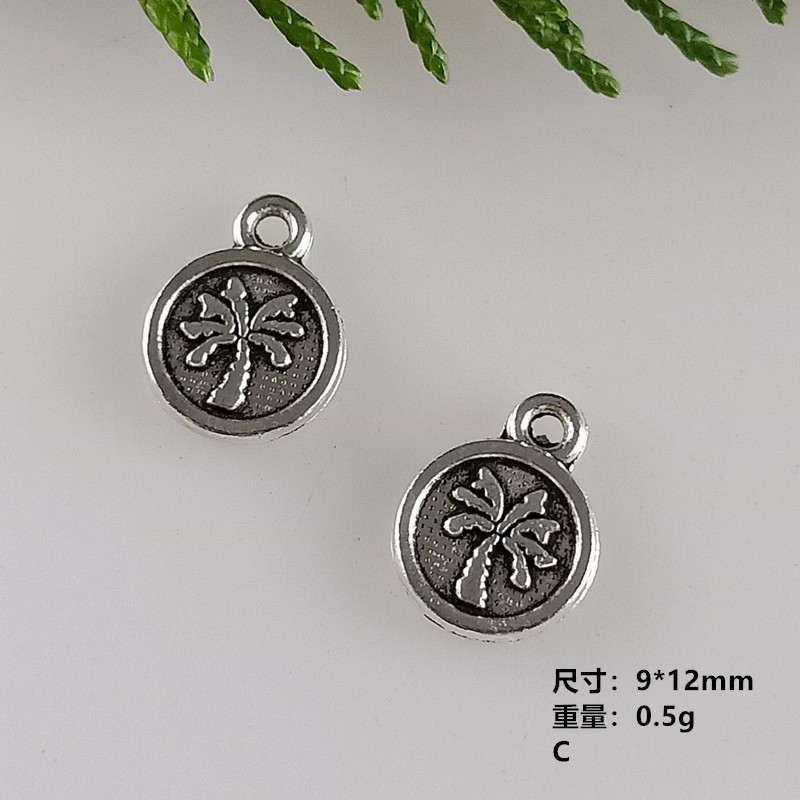 Gold Accessories Tree Coconut Tree Round Brand Material Pendant Bracelet Necklace Pendant Cartoon Accessories Material Bag