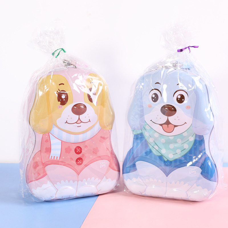 The new S-76-02 puppy cartoon piggy bank with lock, large-capacity tinplate, cute piggy bank, and creative gift decoration Specification image