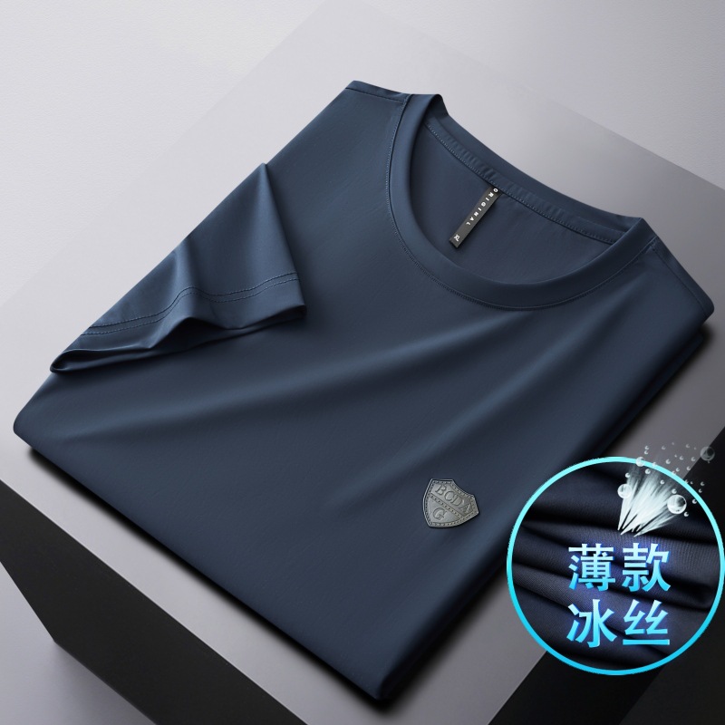 冰氧吧高端冰丝短袖t恤男夏季新款男士t恤薄款上衣男半袖体恤衫98