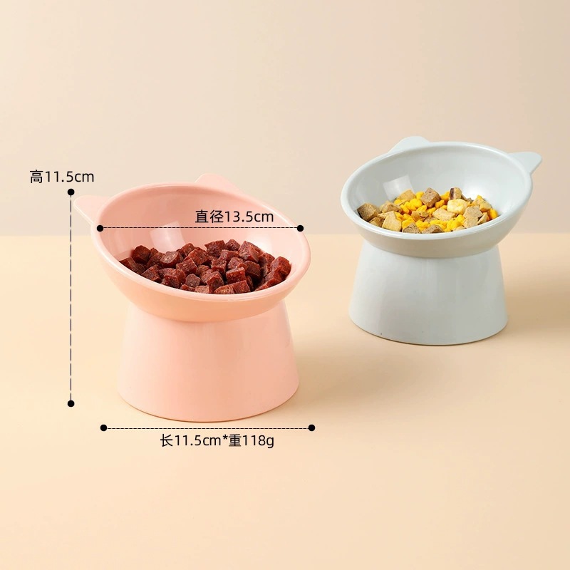 Pet feeding bowl Nordic style cartoon tilt neck guard high foot cat bowl Anti-choking and anti-upset dog food bowl Pet bowl Specification drawing