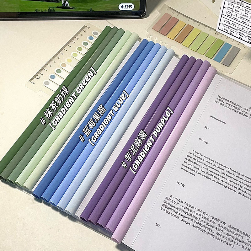 A4 drawbar folder, ins, high appearance level gradient color water drop drawbar folder, thickened transparent student test paper folder Specification image