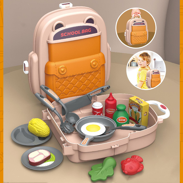 Cross-border children's simulation kitchen tableware, desserts, doctor tools, doughnuts, house play, small schoolbags, crossbody bags, toys