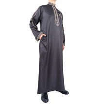 沙特款阿拉伯长袍热销尼日利亚水洗绒绣领中东大袍工厂