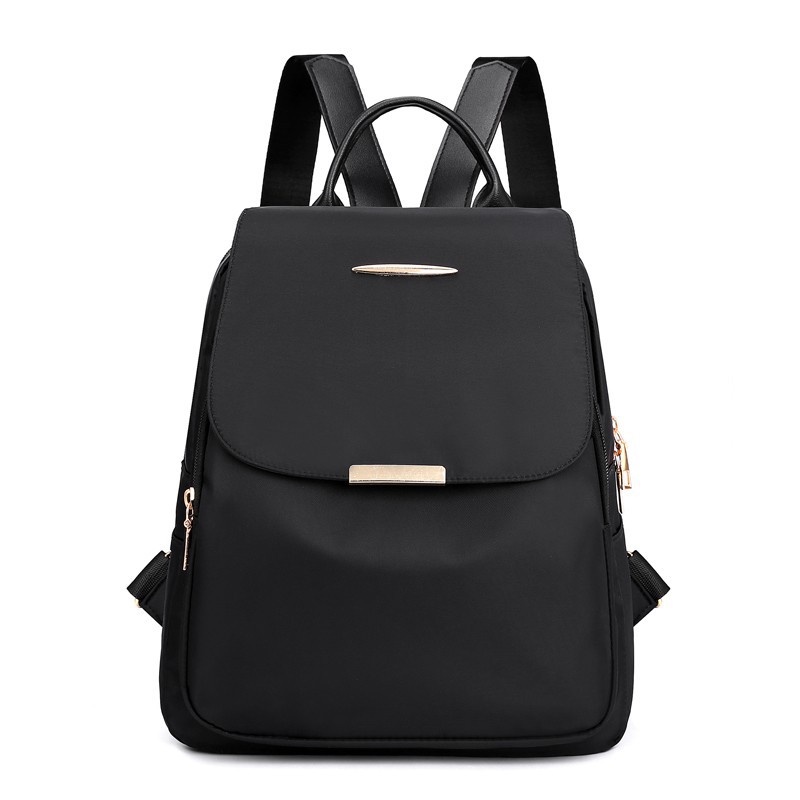 Solid-color Oxford cloth backpack, women's bag with lid, middle-aged mom bag, schoolbag, large capacity, fashionable mom bag for travel Item Picture