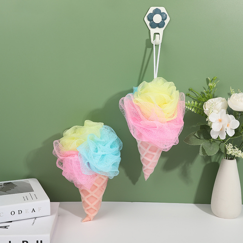 冰淇淋家用沐浴球 创意彩色浴室卫生间洗澡搓澡浴球起泡浴花现货