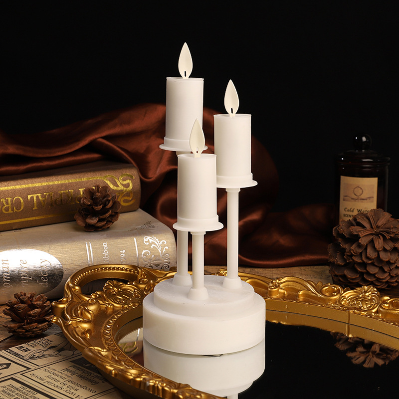 新款长柄三头电子蜡烛 生日派对聚会场景氛围布置厂家批发