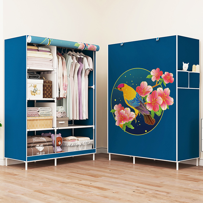 Yaruifan simple wardrobe, fabric wardrobe, dormitory wardrobe, hanging rod, hat rack, assembly clothes hanger, creative thickened steel pipe