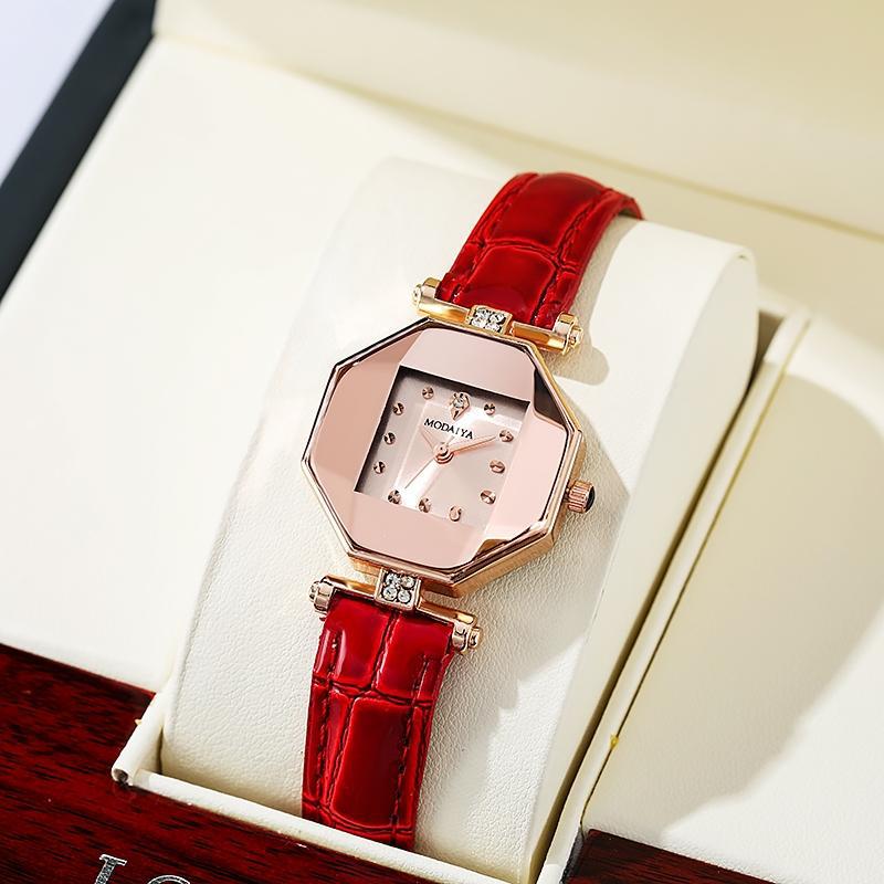 Explosivo mujer accesorios moda temperamento cinturón gema cara mujer reloj simple atmósfera con conjunto de pulsera reloj Specification image