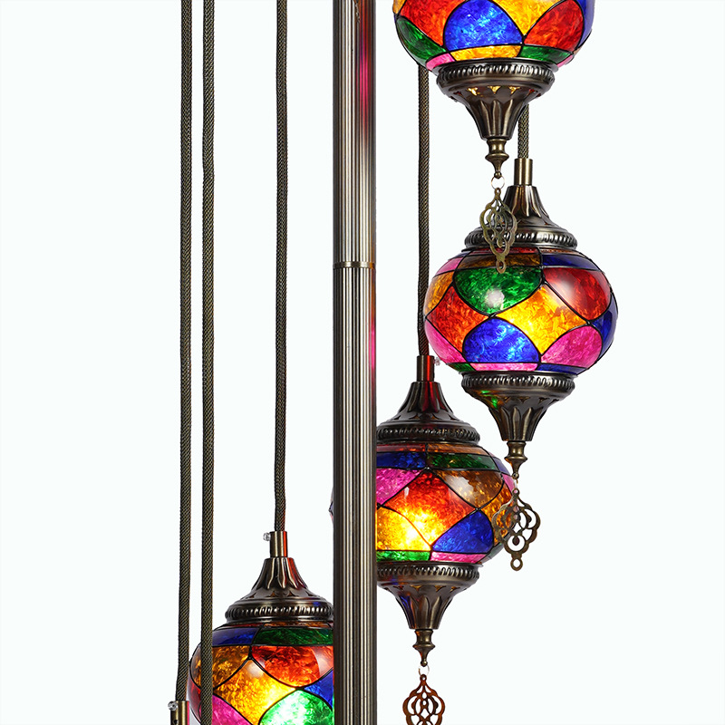 Seven Turkish retro floor lamps in the living room, study, hotel guest room, coffee shop and bedroom of Bohemian style Specification drawing