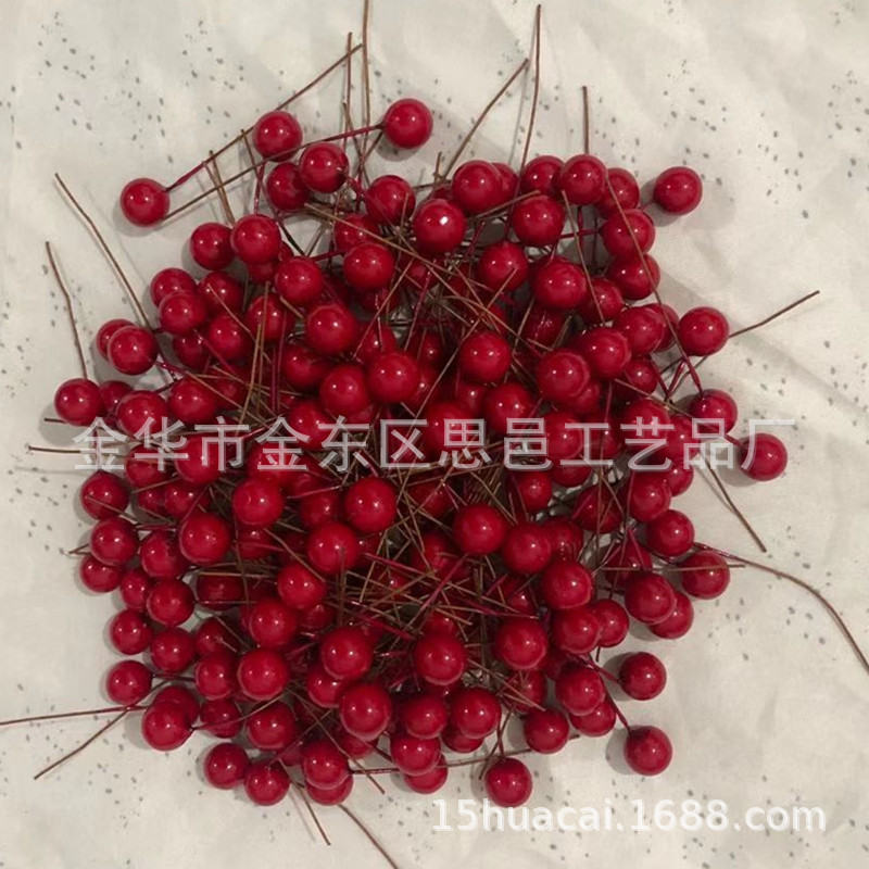 【10mm仿真单头果】100个红色泡沫浆果 樱桃珠光果圣诞用品厂家详情图2