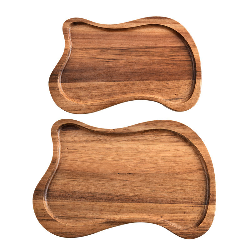 相思木长方形分三格木质餐盘 实木创意点心茶杯木盘子咖啡木托盘白底实物图