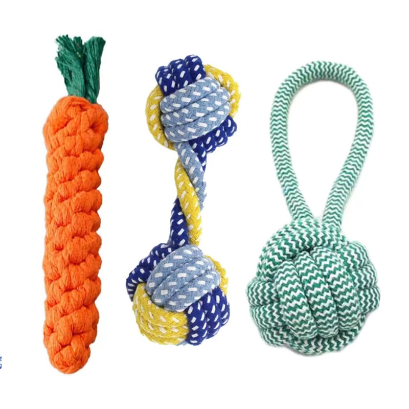 【 Factory free Shipping 】 Dog teething and biting cotton rope toys, small, medium and large-sized dog toys, rope knot toys details Picture