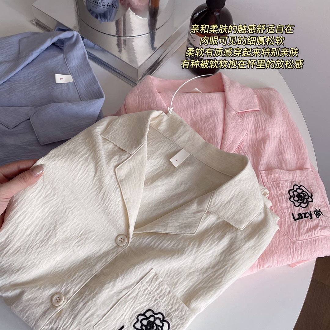 MUZITATA's new spring and winter pure cotton and linen pajamas, women's home wear sets, long sleeves and long pants Specification image
