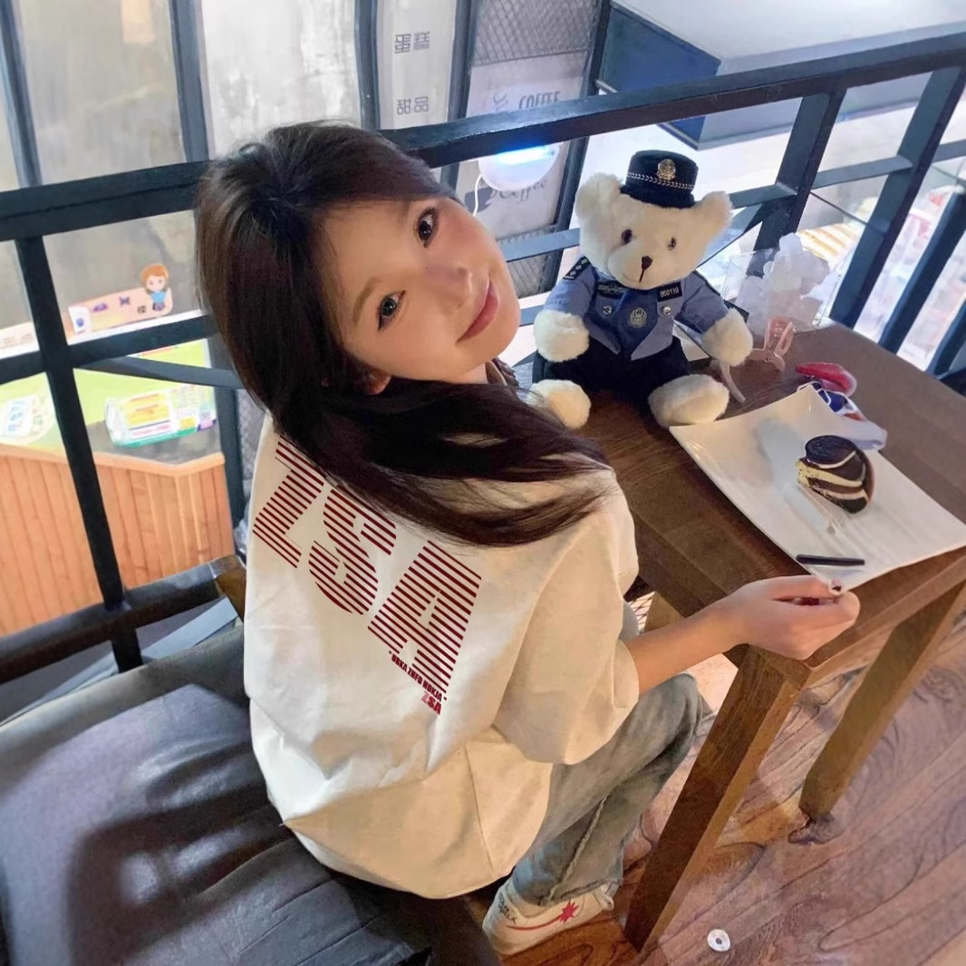 重磅纯棉美式潮牌正肩短袖t恤女夏季2025新款宽松设计感小众上衣