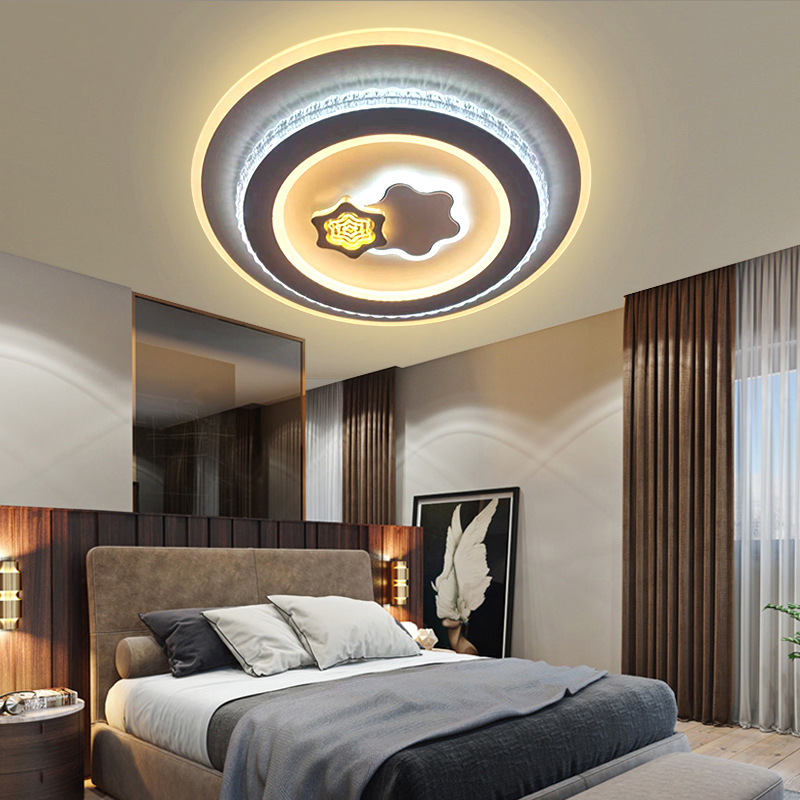 2023 New LED circular ceiling lamp, bedroom lamp, modern and simple study and dining room lighting, dual-star three-color variable light Application Scenario