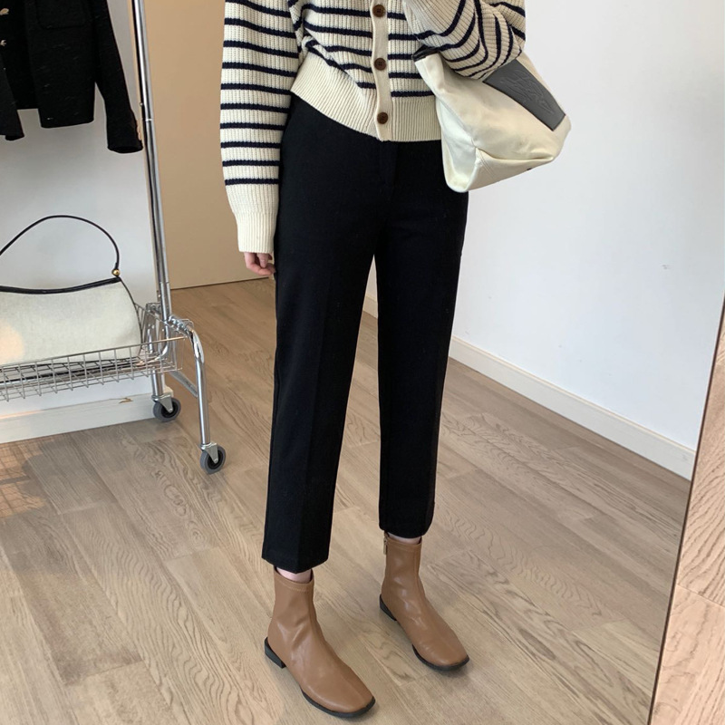 Versatile suit pants for women 2022 Autumn/Winter new style, elastic petite Haren straight leg slimming 9-inch cigarette tube casual pants Application Scenario