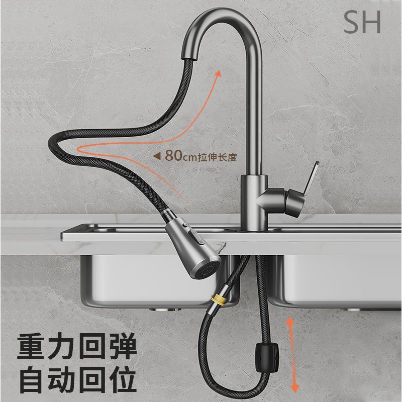 SH德国抽拉式厨房水龙头冷热水双用防溅速热家用洗手洗菜盆水龙头详情图4
