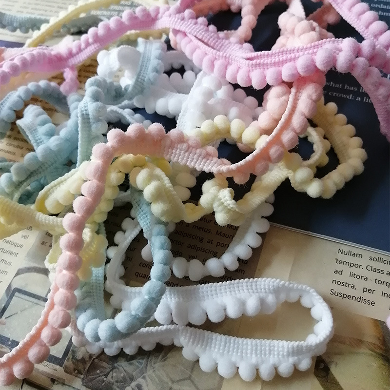 New style of colorful flower edge, multi-color pom-pom edge, small pom-pom curtain, pillow edge, throw pillow, basket edge, skirt edge, clothing decoration accessories