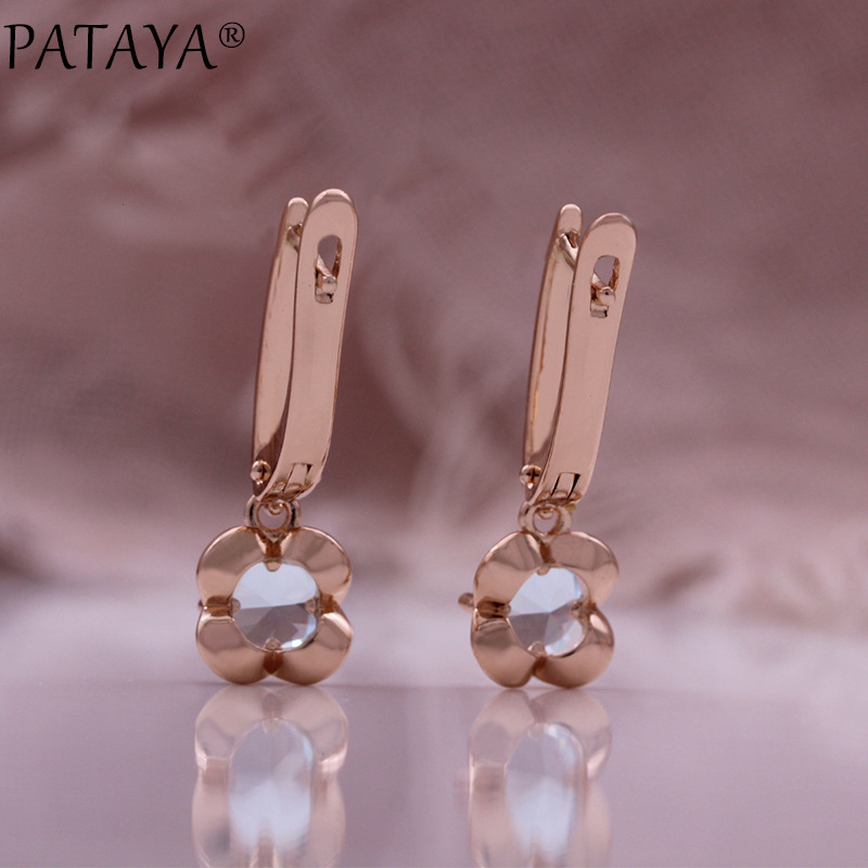 PATAYA light blue zircon flower sweet earrings Ring set 585 rose gold electroplated European and American women's accessories Application Scenario