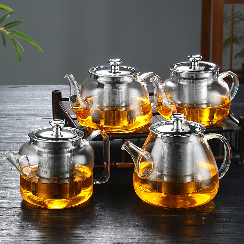 New Pyrex teapot Thickened teapot Herbal teapot Stainless steel filter kettle home teapot