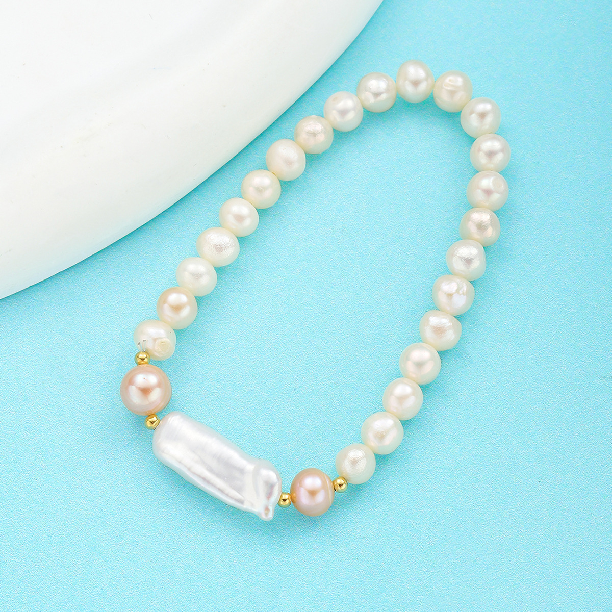 Natural freshwater precious handcrafted bracelets, Baroque pearls, irregular-shaped pearls, versatile light luxury bracelets, pearl wholesale Specification image