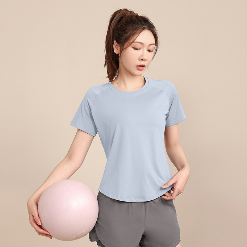 Running T-shirt for women, cool and quick-drying yoga fitness wear, sports short-sleeved top, plus-size fat mm2025 summer new style Specification image