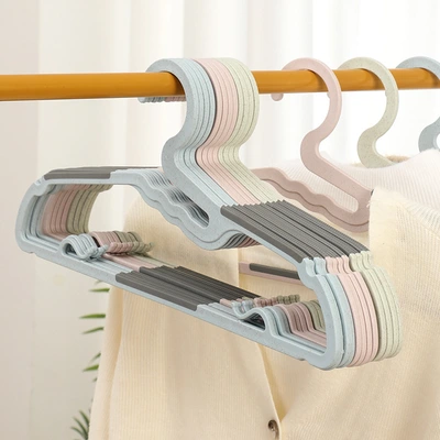 Small neckline non-slip coat hanger household coat hanger no trace anti-bulge bag coat hanger Dormitory bedroom thick plastic drying rack thumbnail
