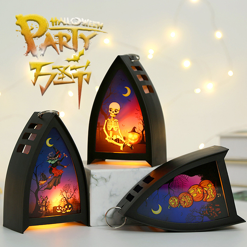 Halloween pumpkin lanterns, cross-border new children's portable horror atmosphere decoration, scene setting props, led ornaments