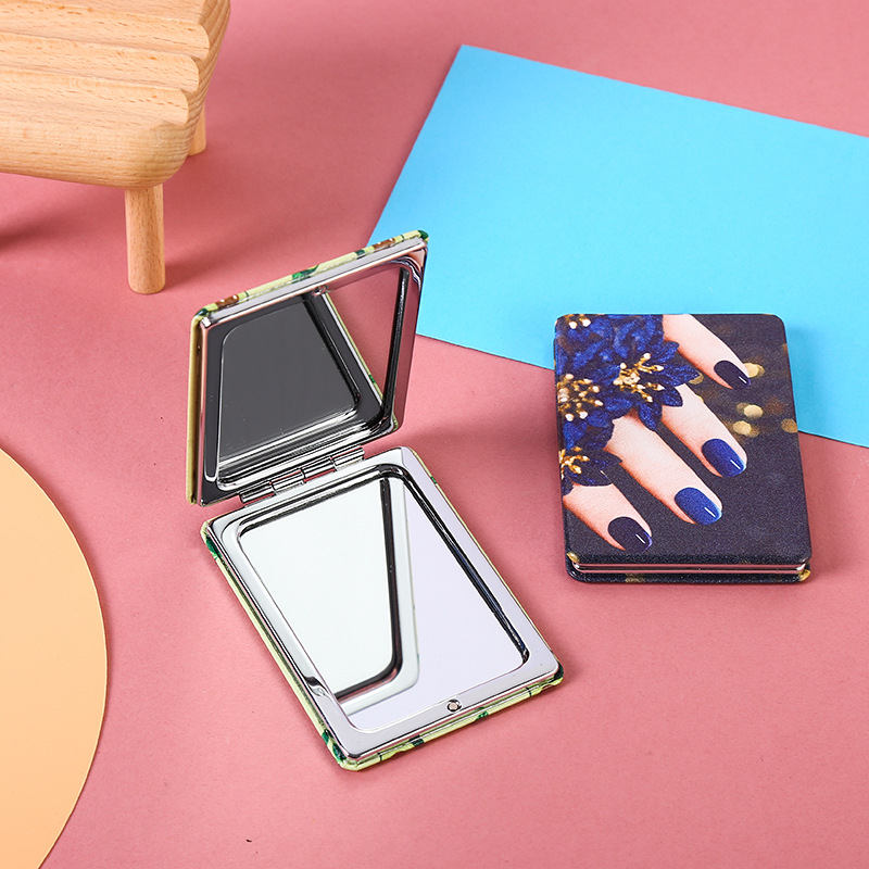 A variety of leather hand-held portable makeup mirrors, a gift for girls, a cute patterned princess mirror Specification image