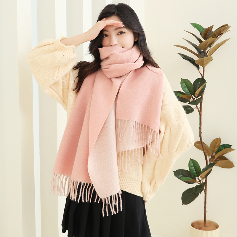 Cashmere Scarf Women's Winter Explosion Imitation Cashmere Scarf All Men's Shawl Korean Version Thickened Double-Sided Wool Scarf details Picture