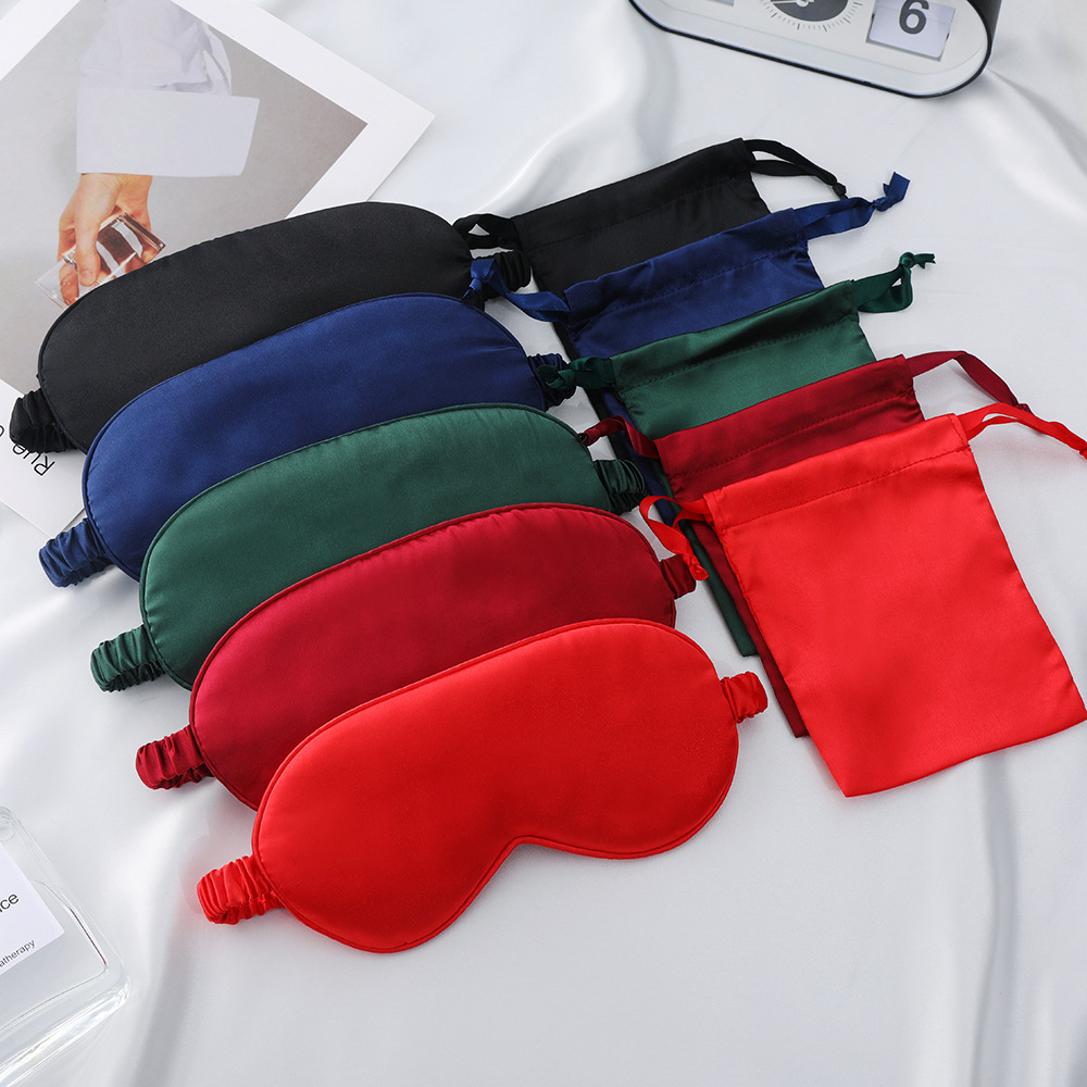 Silk Eye Mask Drawstring Pocket Two-Piece Outdoor Travel Portable Storage Bag Dark Sleep Eye Mask Specification drawing