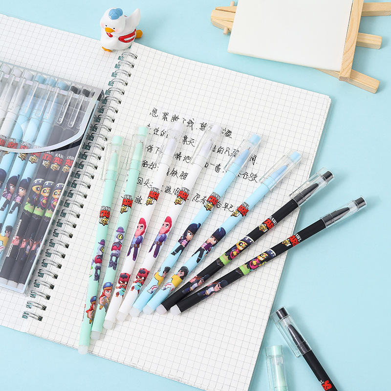 Yqiduo Creative Students Cartoon Cartoon Straight Stick Neutral Pen Erasable Signature Pen Exam Pen Office Stationery Specification drawing