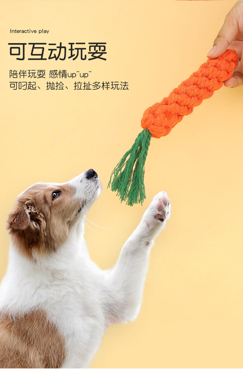 狗绳结玩具宠物用品批发 造型宠物棉绳编织胡萝卜狗玩具宠物玩具详情4