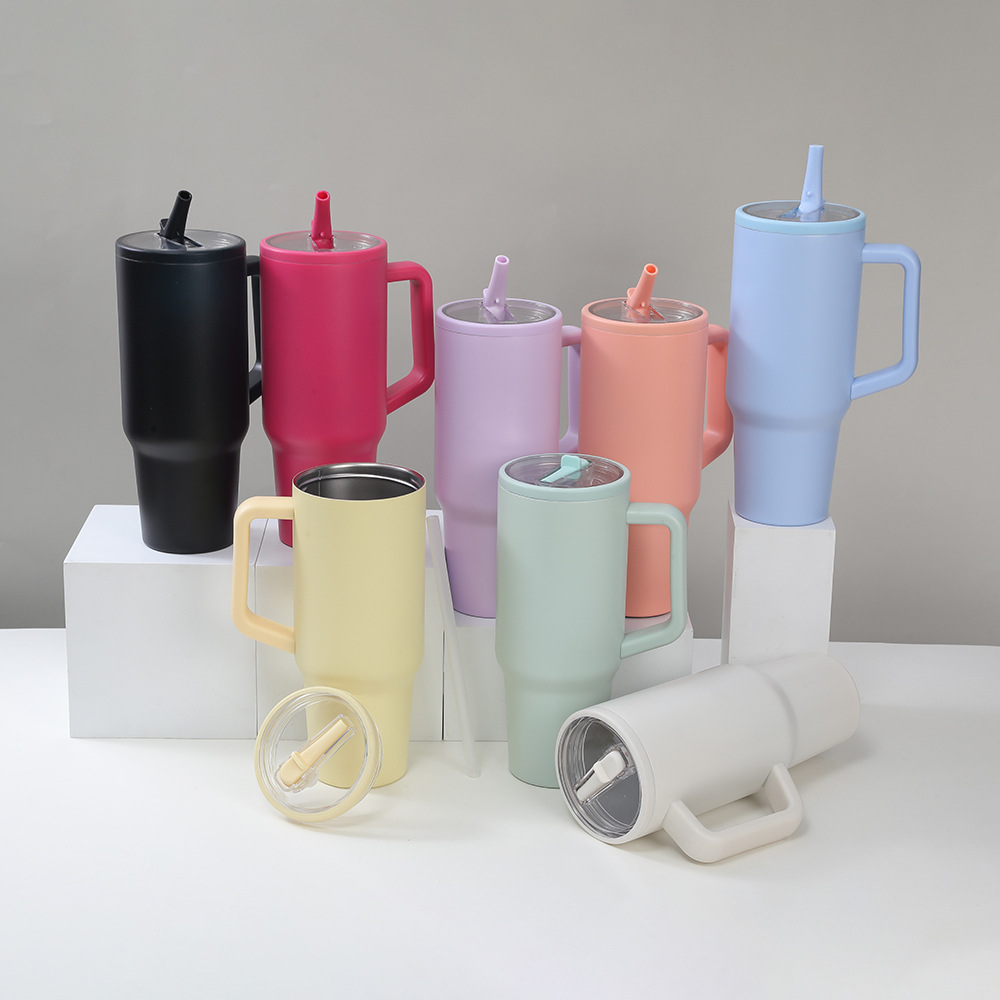 New simple 40oz double-layer ice cup, starting from one piece, vacuum-insulated, leak-proof, foldable spout portable car cup details Picture